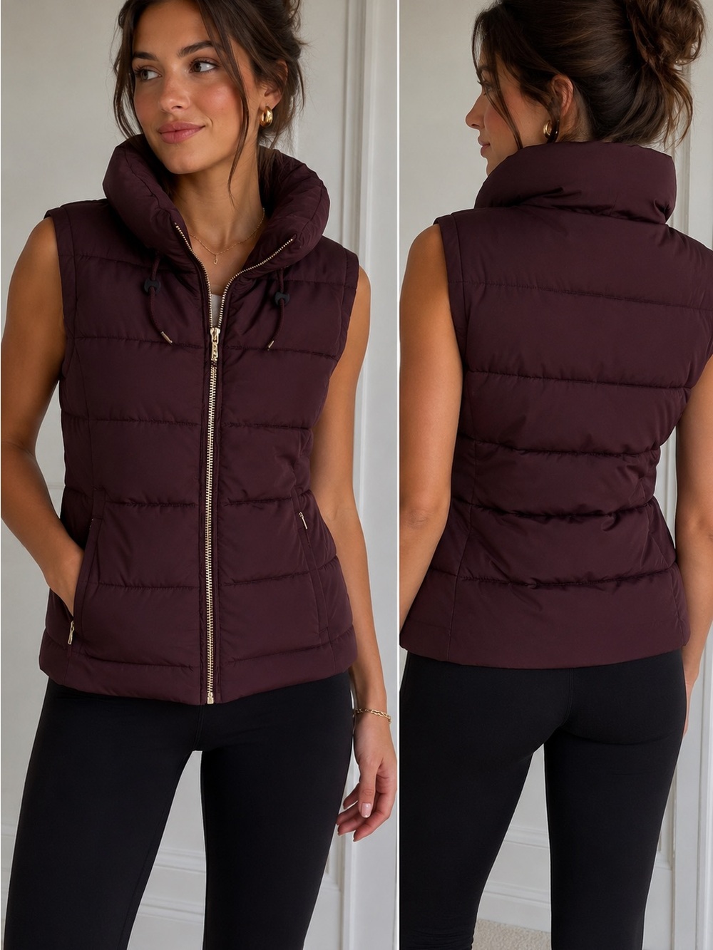 Calvin Klein Quilted Puffer Vest in Plum